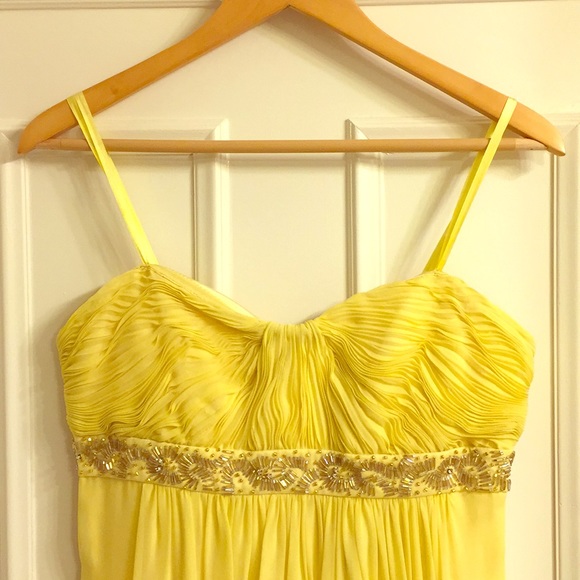BCBG Pale Lime Silk Chiffon Strapless Gown - Picture 1 of 5